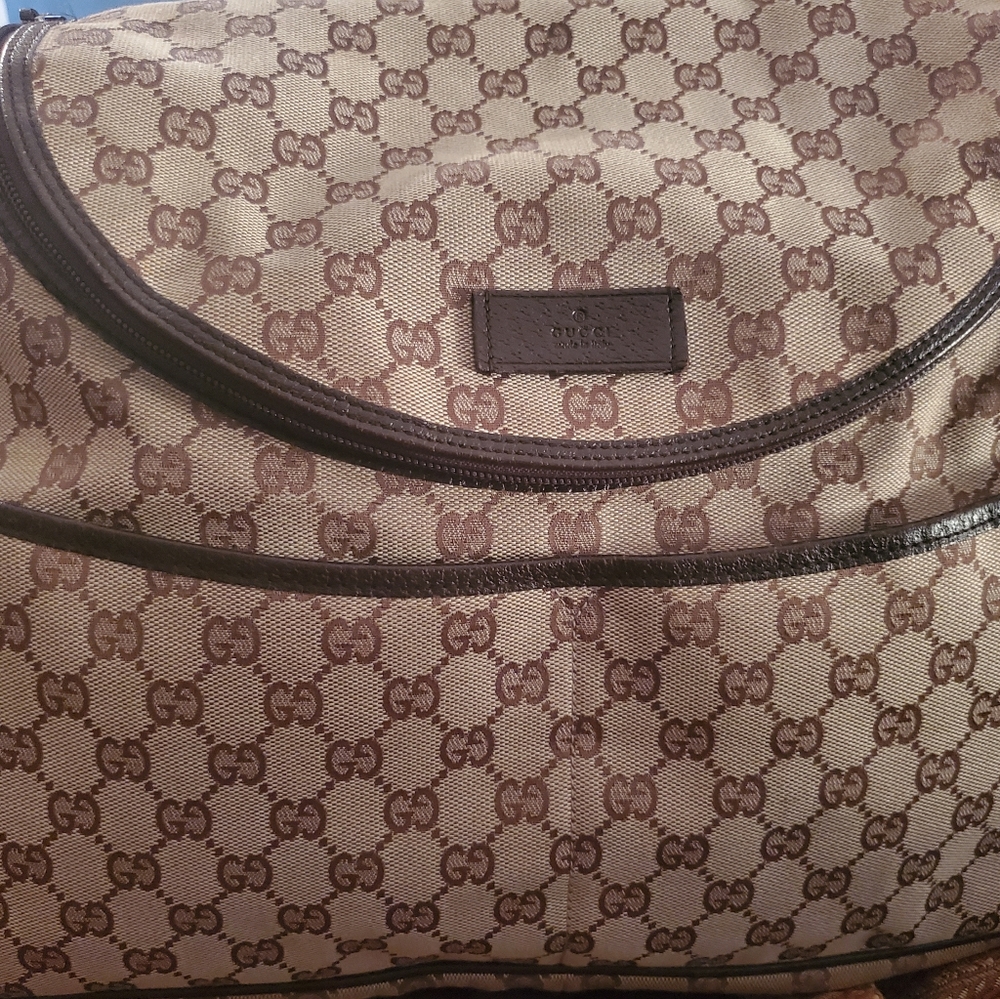 GUCCI Brown Monogram Diaper Bag / crossbody